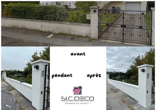 Nettoyage haute pression et application d'un primaire pour un mur de clôture, Compiègne, SI C DECO